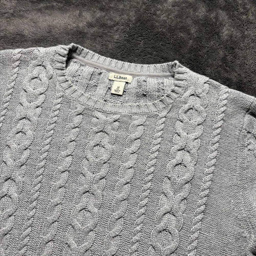 L.L.Bean Cable Knit Sweater Women’s Medium Gray Pullover Crewneck